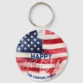 Patriotische amerikanische Flagge Happy 4. Juli Cu Schlüsselanhänger