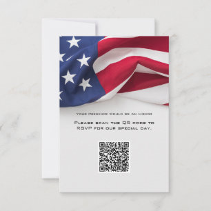 PATRIOTISCHE Amerikanische Flagge Hochzeits-QR-Cod RSVP Karte