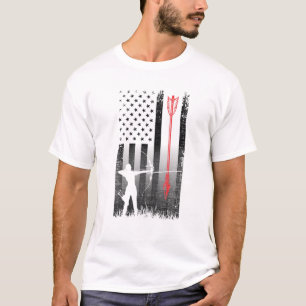 Patriotische amerikanische Flagge Hunter Bow Jagd T-Shirt