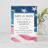 Patriotische amerikanische Flagge Inspiration Hoch Save The Date (Stehend Vorderseite)