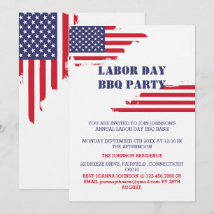 Patriotische amerikanische Flagge Labor Day BBQ-Pa Einladung
