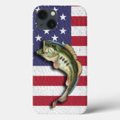 Patriotische amerikanische Flagge Largemouth Bass Case-Mate iPhone Hülle (Rückseite)