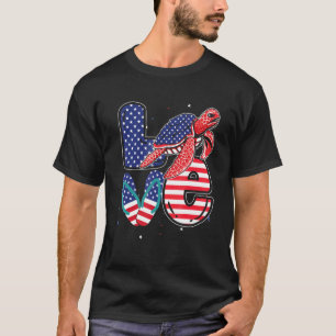Patriotische amerikanische Flagge Liebe Meeresschi T-Shirt