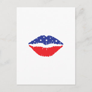 Patriotische amerikanische Flagge Lippen Feiertagspostkarte