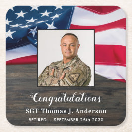 Patriotische amerikanische Flagge Militärruhestand Rechteckiger Pappuntersetzer