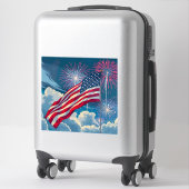 Patriotische amerikanische Flagge mit Feuerwerken Aufkleber (Koffer)