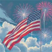 Patriotische amerikanische Flagge mit Feuerwerken Aufkleber (Vorderseite)