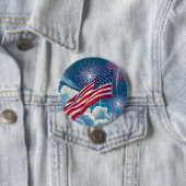 Patriotische amerikanische Flagge mit Feuerwerken  Button (Beispiel)