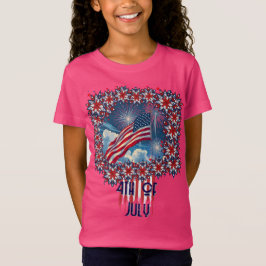Patriotische amerikanische Flagge mit Feuerwerken  T-Shirt