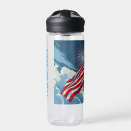 Patriotische amerikanische Flagge mit Feuerwerken  Trinkflasche