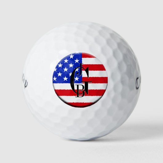 Patriotische Amerikanische Flagge Mit Monogramm Golfball (Vorderseite)
