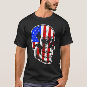 Patriotische amerikanische Flagge mit Schädelknoch T-Shirt