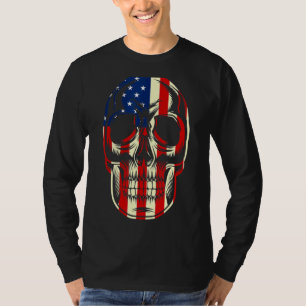 Patriotische amerikanische Flagge mit Schädelknoch T-Shirt