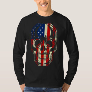 Patriotische amerikanische Flagge mit Schädelknoch T-Shirt