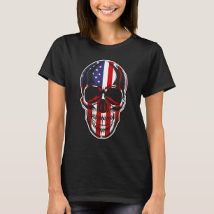 Patriotische amerikanische Flagge mit Schädelknoch T-Shirt