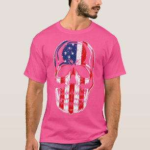 Patriotische amerikanische Flagge mit Schädelknoch T-Shirt