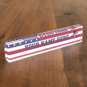 Patriotische amerikanische Flagge Namensplakette (Seite)