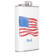 Patriotische Amerikanische Flagge Personalisiert Flachmann (Rechts)