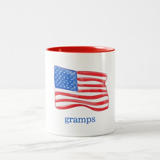 Patriotische Amerikanische Flagge Personalisiert Zweifarbige Tasse (Mittel)