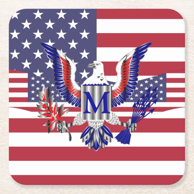 Patriotische amerikanische Flagge Rechteckiger Pappuntersetzer (Vorderseite)
