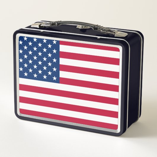 PATRIOTISCHE AMERIKANISCHE FLAGGE RETRO METAL LUNC METALL BROTDOSE (Rückseite)