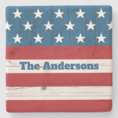 Patriotische amerikanische Flagge Rustikales Holz  Steinuntersetzer (Vorderseite)