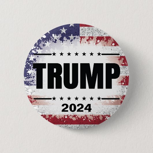 Patriotische amerikanische Flagge Trump 2024 Button (Vorderseite)