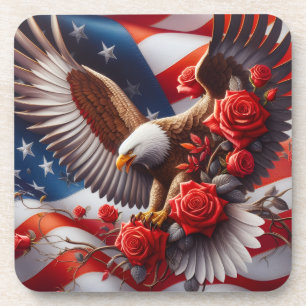 Patriotische amerikanische Flagge und Adler Getränkeuntersetzer
