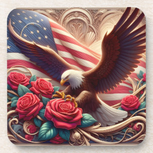 Patriotische amerikanische Flagge und Adler  Getränkeuntersetzer