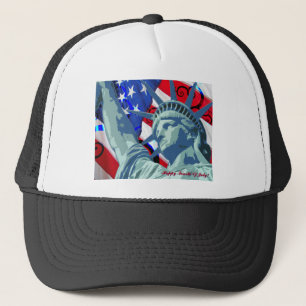 Patriotische amerikanische Flagge und Freiheitssta Truckerkappe
