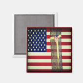 Patriotische amerikanische Flagge und gelbes Multi Magnet (Vorderseite/Rückseite)