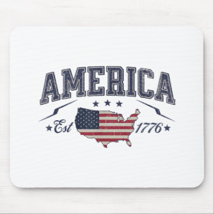 Patriotische amerikanische Flagge USA Est 1776 4.  Mousepad