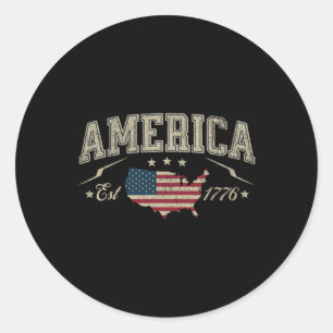Patriotische amerikanische Flagge USA Est 1776 4. Runder Aufkleber