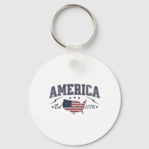 Patriotische amerikanische Flagge USA Est 1776 4. Schlüsselanhänger