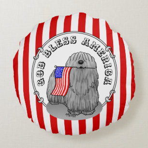 Patriotische amerikanische Flagge USA Puli Dog (gr Rundes Kissen