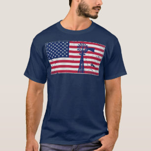 Patriotische amerikanische Flagge Windmühle USA 4. T-Shirt