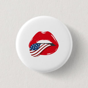 Patriotische amerikanische Flagge Zunge raus Lippe Button