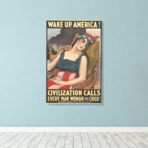 Patriotische amerikanische Flaggen-Dame Vintage-Ge Leinwanddruck