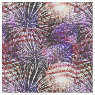 Patriotische amerikanische Flaggen und Feuerwerksk Stoff