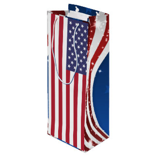 Patriotische amerikanische Flaggen und Streifen Geschenktüte Für Weinflaschen