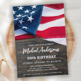 Patriotische amerikanische Flaggenmiliz Geburtstag Einladung