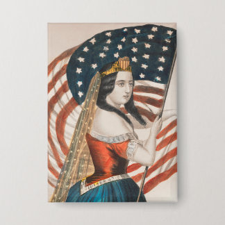 Patriotische amerikanische Frau | Amerikanische Fl Button