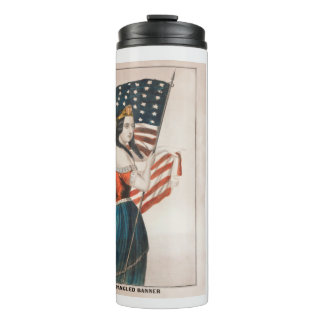 Patriotische amerikanische Frau | Amerikanische Fl Thermosbecher