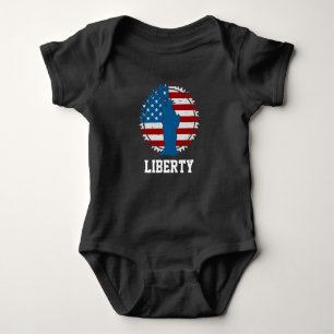 Patriotische amerikanische Freiheitsstatue Rundfla Baby Strampler