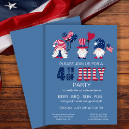 Patriotische amerikanische Gnome Party 4. Juli Einladung