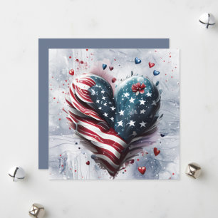 Patriotische amerikanische Herzenskunst Feiertagskarte