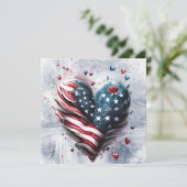 Patriotische amerikanische Herzkunst Feiertagskarte (Stehend Vorderseite)