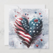 Patriotische amerikanische Herzkunst Feiertagskarte (Vorderseite)
