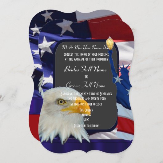 Patriotische amerikanische Hochzeit Einladung (Vorne/Hinten)