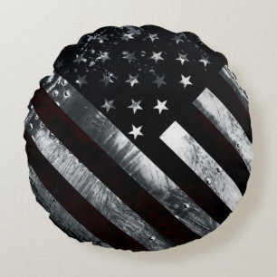 Patriotische amerikanische Industrieflagge Rundes Kissen